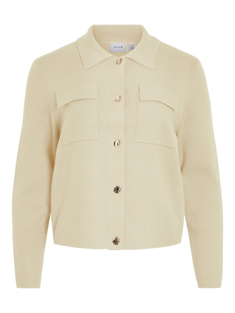 Vila Strickjacke Langarm Strick Super Light Natural Melan