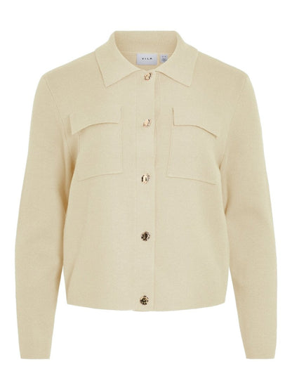 Vila Strickjacke Langarm Strick Super Light Natural Melan