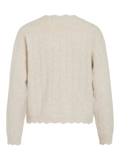 Vila Strickjacke VIMARTI mit Rundhalsausschnitt in Birch Melange
