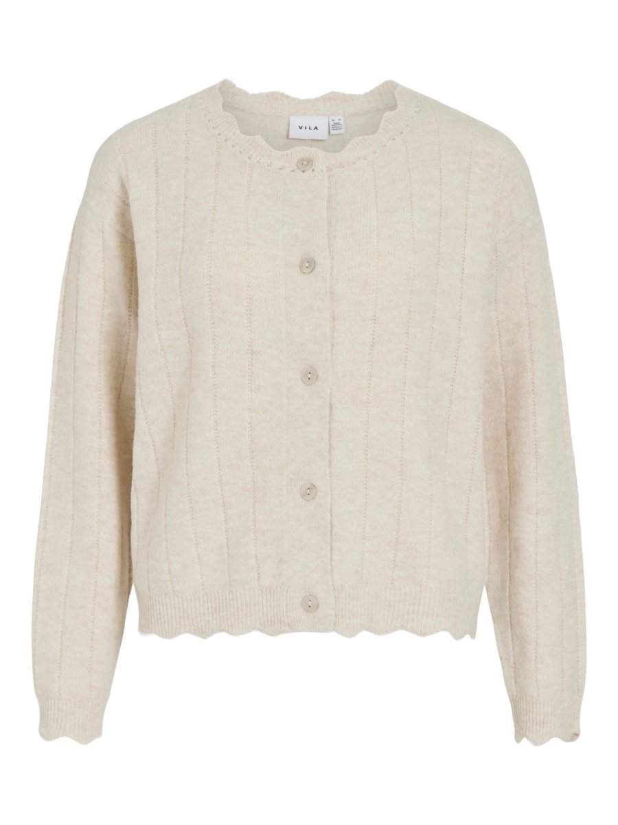 Vila Strickjacke VIMARTI mit Rundhalsausschnitt in Birch Melange