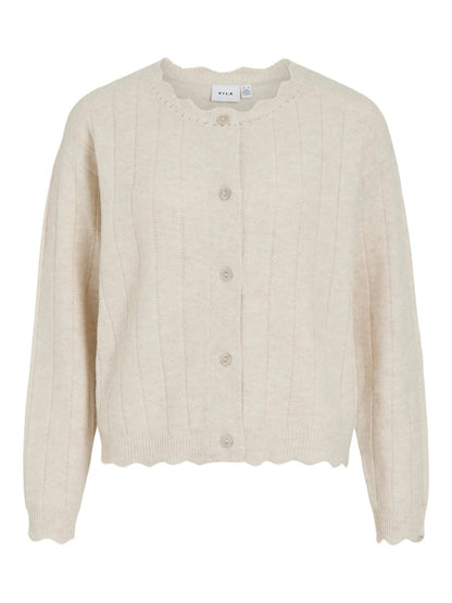 Vila Strickjacke VIMARTI mit Rundhalsausschnitt in Birch Melange