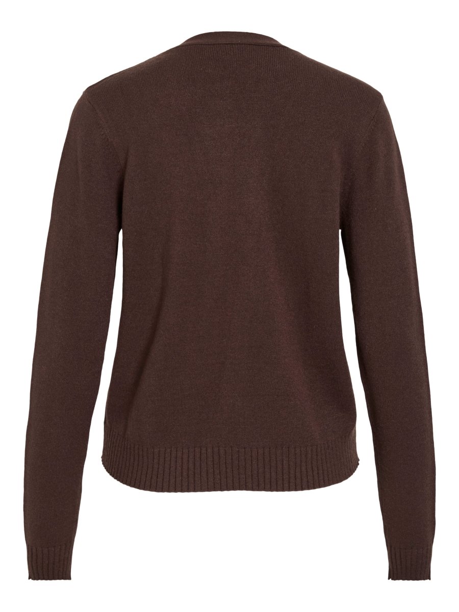 Vila Strickjacke Viril Kurz Langarm Strick Cardigan Coffee Bean