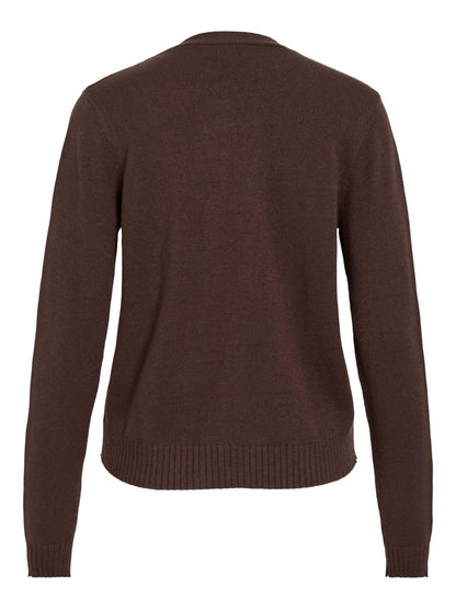 Vila Strickjacke Viril Kurz Langarm Strick Cardigan Coffee Bean