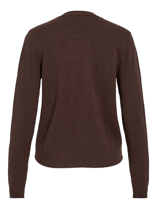 Vila Strickjacke Viril Kurz Langarm Strick Cardigan Coffee Bean