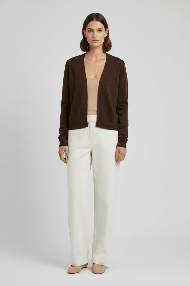 Vila Strickjacke Viril Kurz Langarm Strick Cardigan Coffee Bean