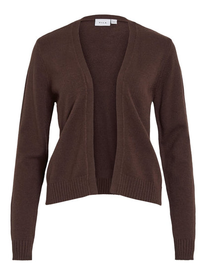 Vila Strickjacke Viril Kurz Langarm Strick Cardigan Coffee Bean