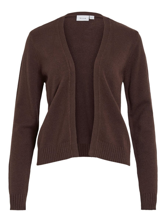 Vila Strickjacke Viril Kurz Langarm Strick Cardigan Coffee Bean