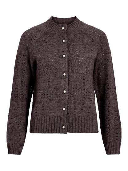 Vila Strickjacke Visapna in Raisin Melange