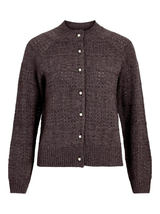 Vila Strickjacke Visapna in Raisin Melange