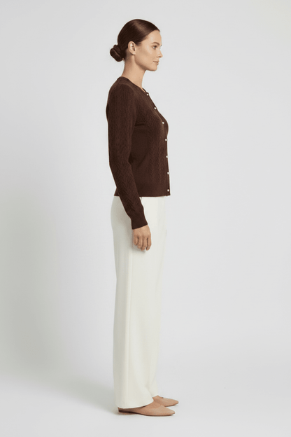 Vila Strickjacke Zopfmuster Langarm Strick Cardigan Coffee Bean