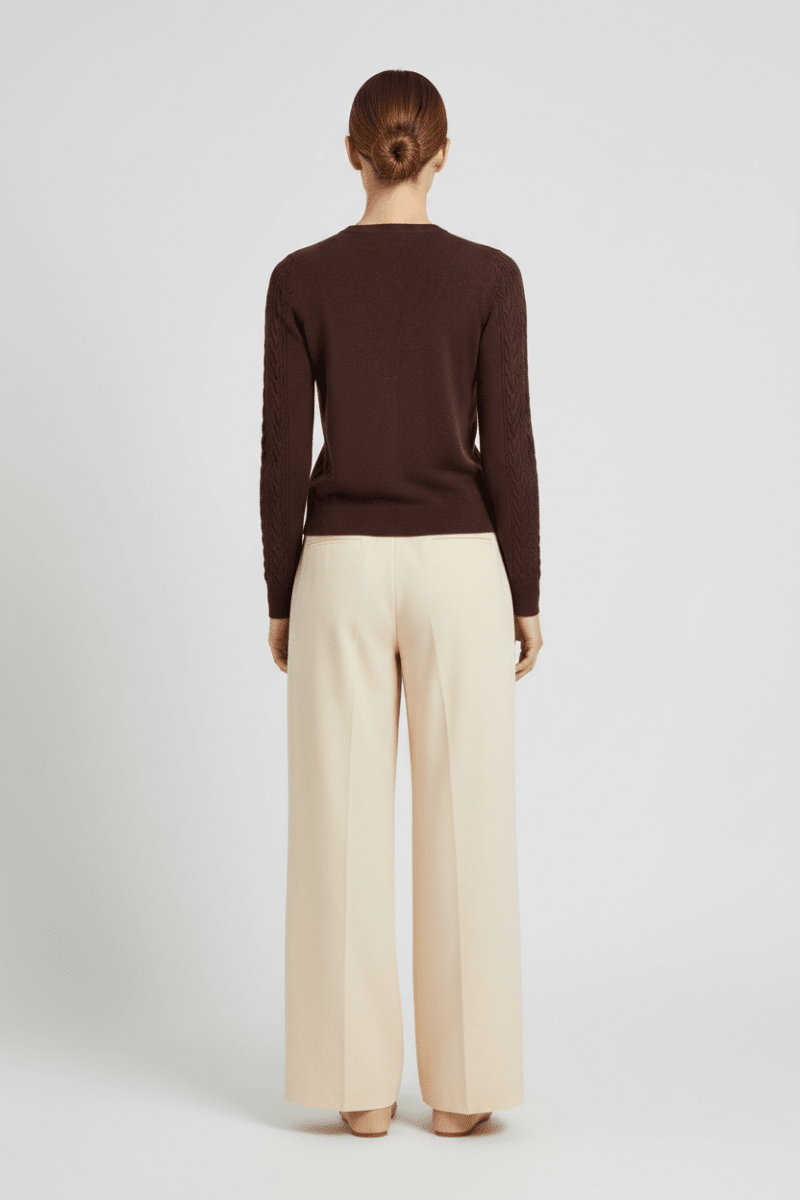Vila Strickjacke Zopfmuster Langarm Strick Cardigan Coffee Bean