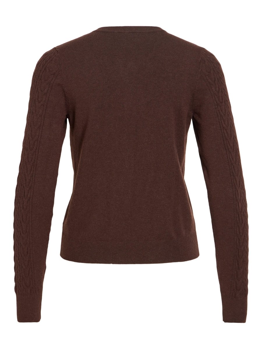 Vila Strickjacke Zopfmuster Langarm Strick Cardigan Coffee Bean