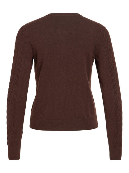 Vila Strickjacke Zopfmuster Langarm Strick Cardigan Coffee Bean