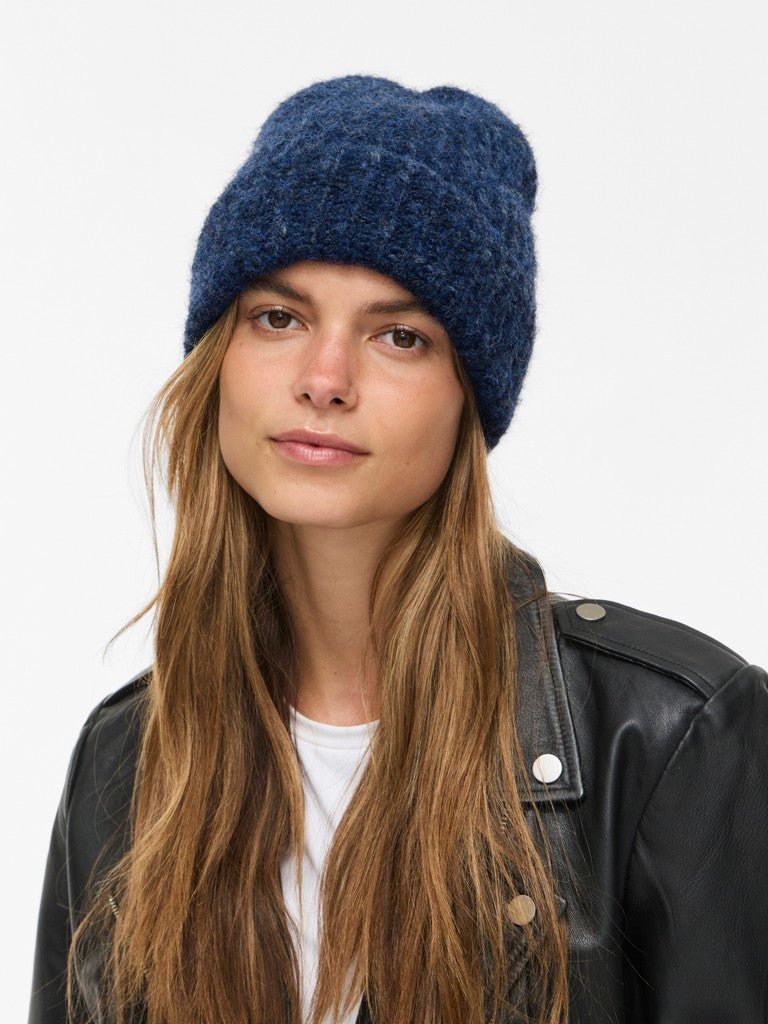 Vila Strickmütze Knit Beanie in Navy Peony