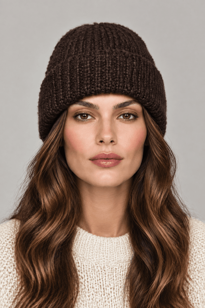 Vila Strickmütze New Knit Beanie in Coffee Bean