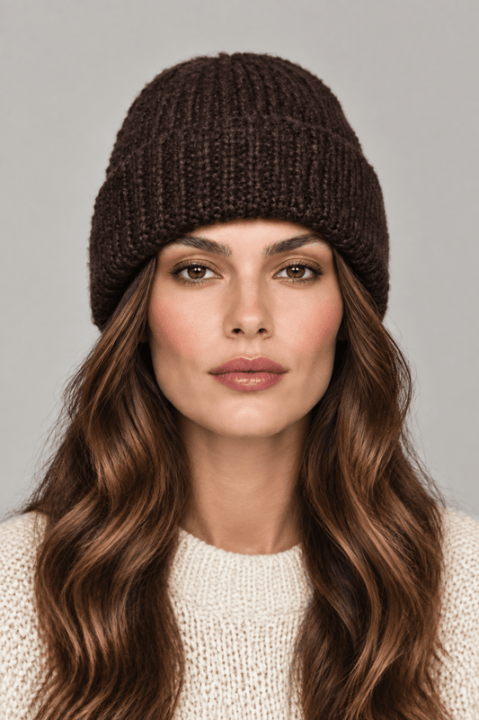Vila Strickmütze New Knit Beanie in Coffee Bean