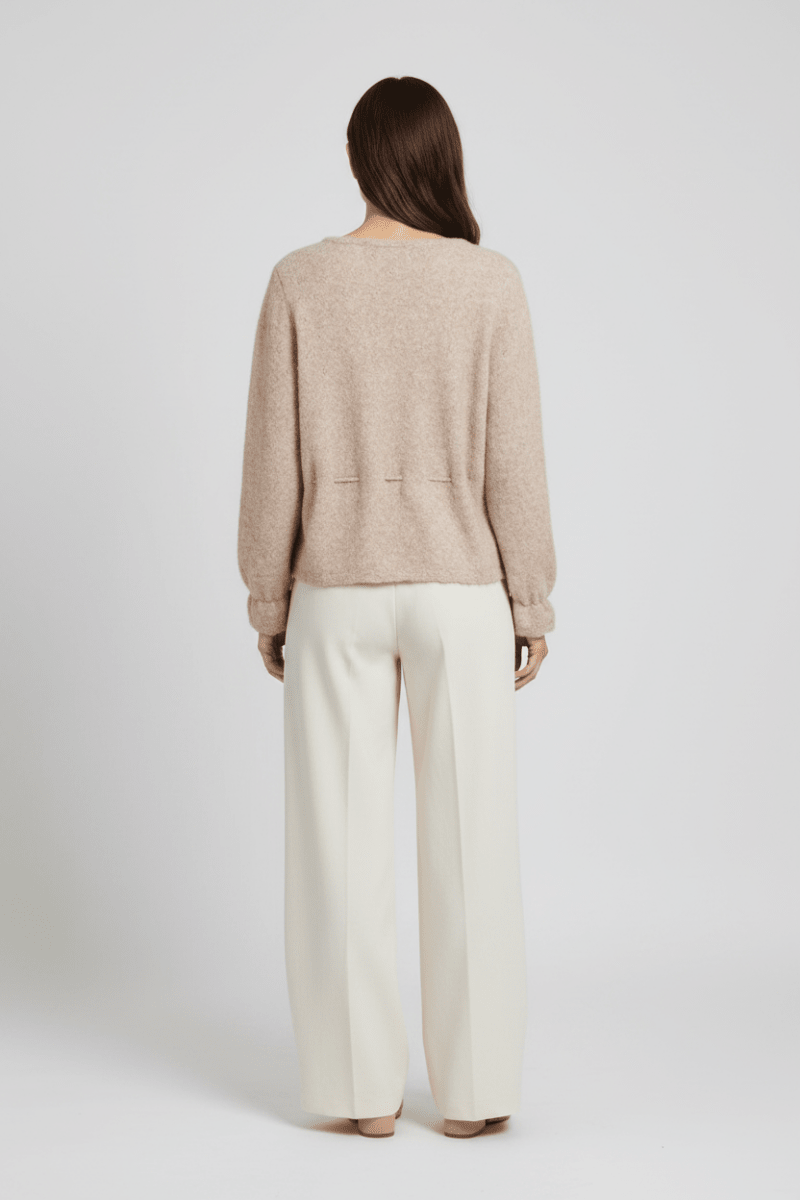 Vila Strickpullover V-Ausschnitt Vichamblin in Natural Melange