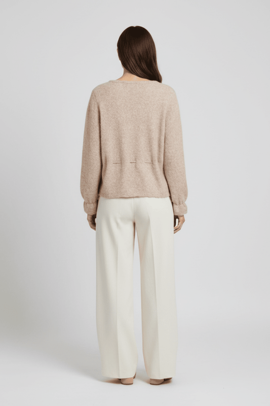 Vila Strickpullover V-Ausschnitt Vichamblin in Natural Melange