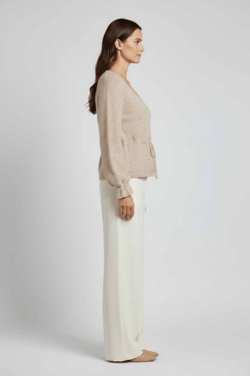 Vila Strickpullover V-Ausschnitt Vichamblin in Natural Melange