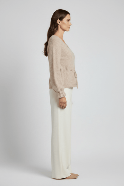 Vila Strickpullover V-Ausschnitt Vichamblin in Natural Melange