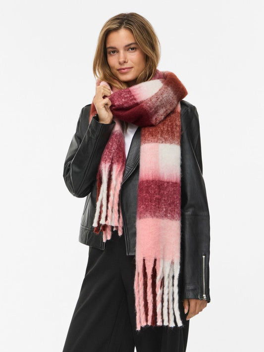 Vila Strickschal Knit Scarf in Ballet Slipper Sable/Cloud Dancer/Tawny Port
