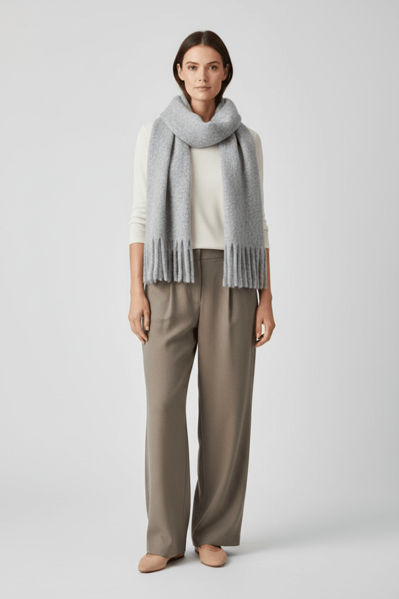 Vila Strickschal Knit Scarf in Light Grey Melange
