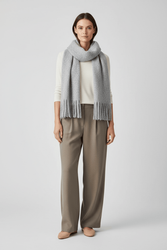 Vila Strickschal Knit Scarf in Light Grey Melange
