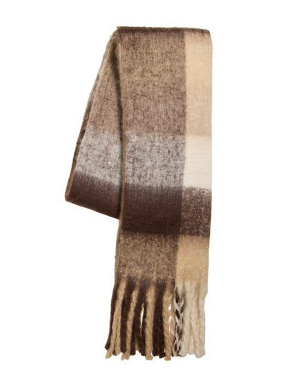 Vila Strickschal Knit Scarf in Nomad Falcon/Birch/Coffee Bean