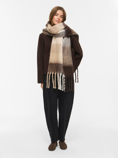 Vila Strickschal Knit Scarf in Nomad Falcon/Birch/Coffee Bean