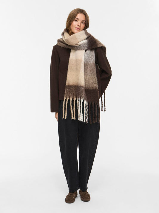 Vila Strickschal Knit Scarf in Nomad Falcon/Birch/Coffee Bean