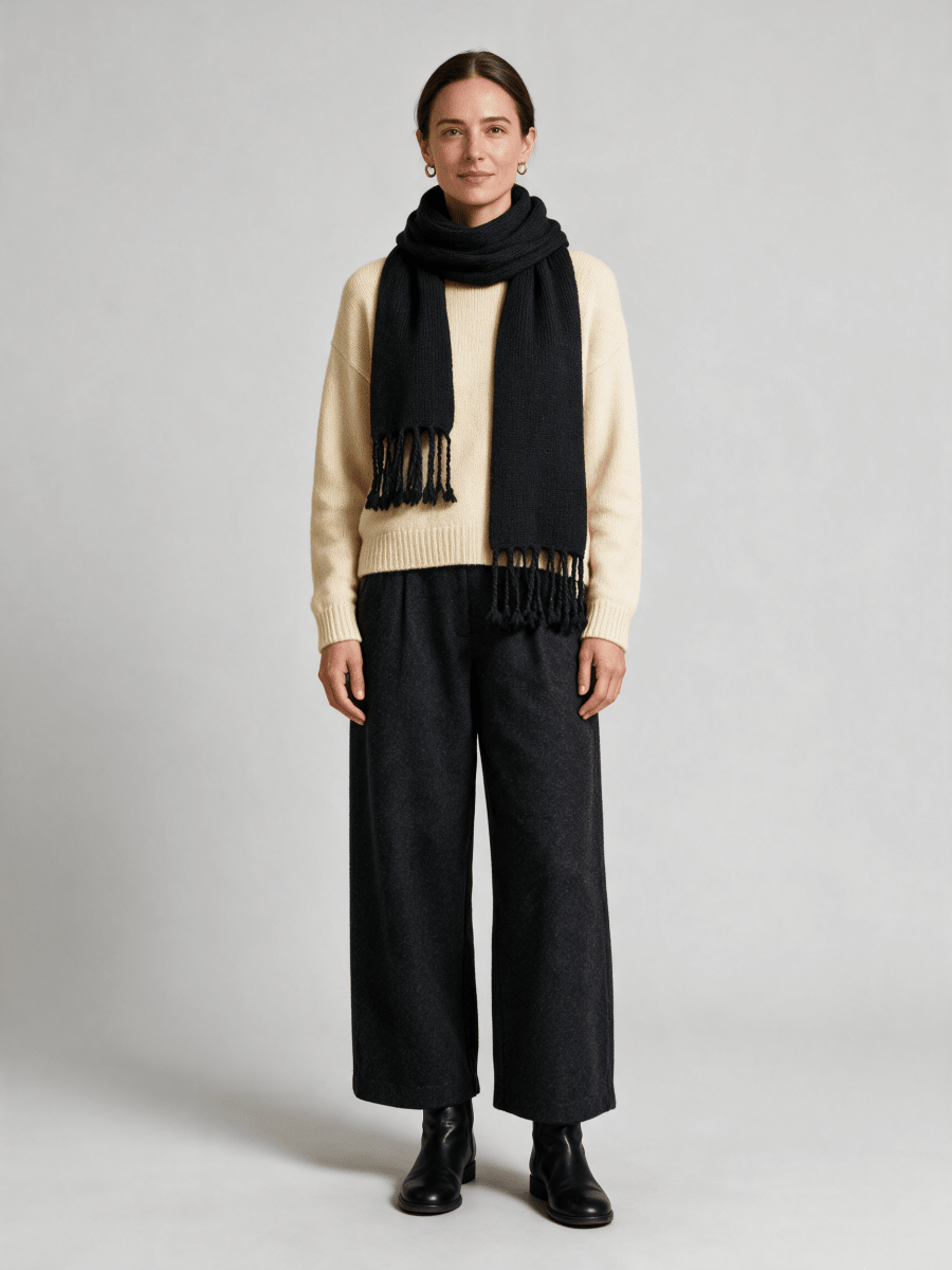 Vila Strickschal New Knit Scarf in Black Beauty