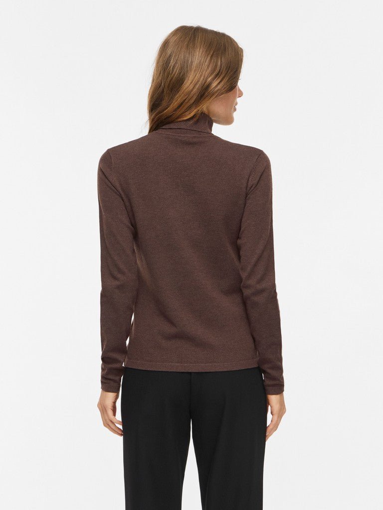 Vila Strickshirt Rollkragen Langarm Strick Top Coffee Bean Melange