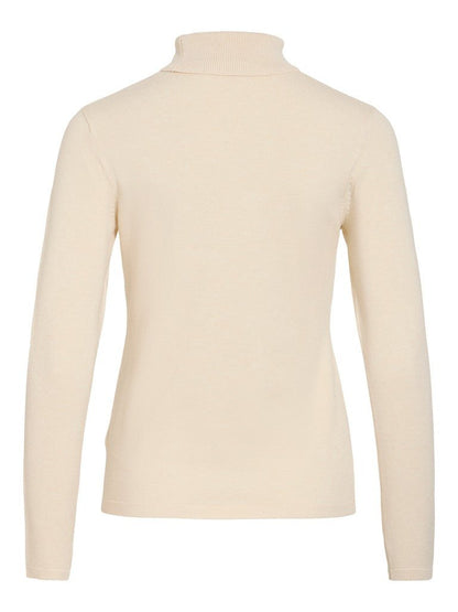 Vila Strickshirt Rollkragen Langarm Strick Top Sandshell Melange