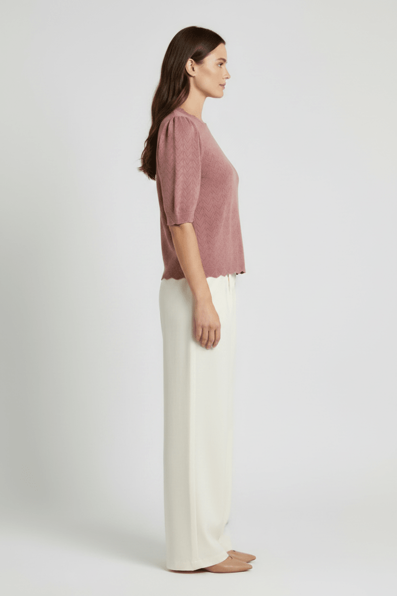 Vila Strickshirt Rundhals 3/4-Arm Strick Top Nostalgia Rose