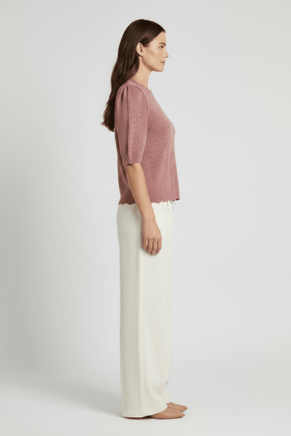 Vila Strickshirt Rundhals 3/4-Arm Strick Top Nostalgia Rose