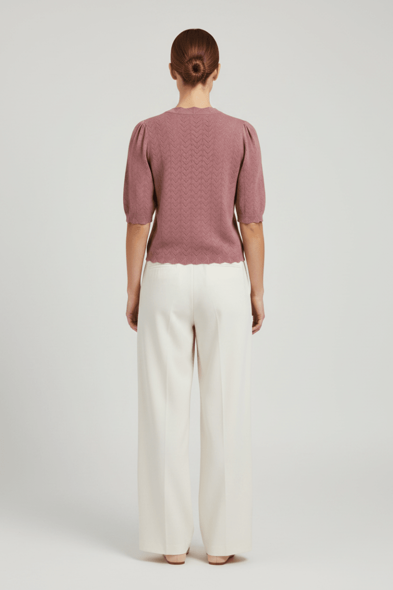 Vila Strickshirt Rundhals 3/4-Arm Strick Top Nostalgia Rose