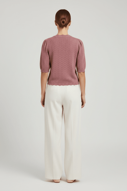 Vila Strickshirt Rundhals 3/4-Arm Strick Top Nostalgia Rose
