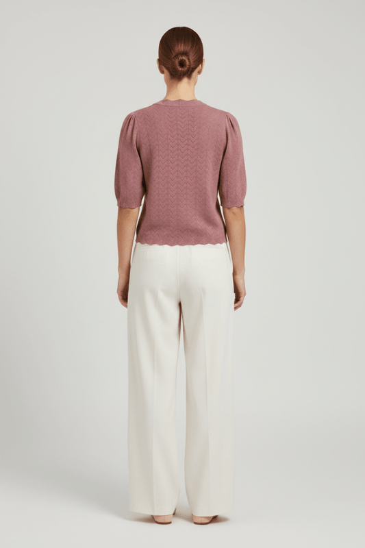 Vila Strickshirt Rundhals 3/4-Arm Strick Top Nostalgia Rose