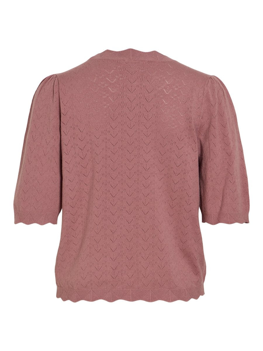 Vila Strickshirt Rundhals 3/4-Arm Strick Top Nostalgia Rose