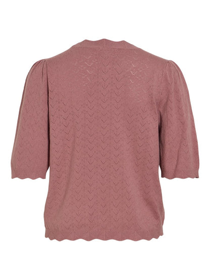 Vila Strickshirt Rundhals 3/4-Arm Strick Top Nostalgia Rose