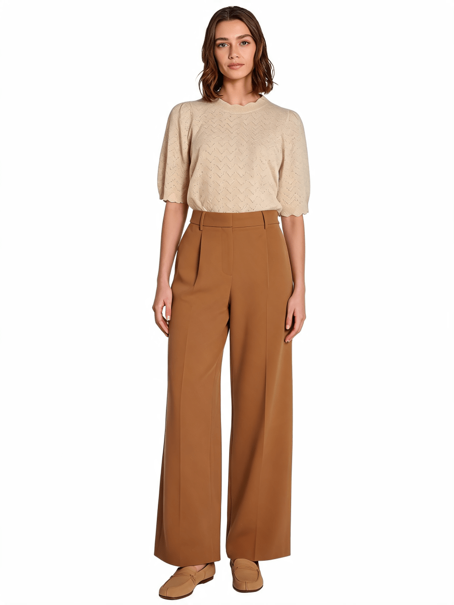 Vila Strickshirt Rundhals 3/4-Arm Strick Top Super Light Natural Melan