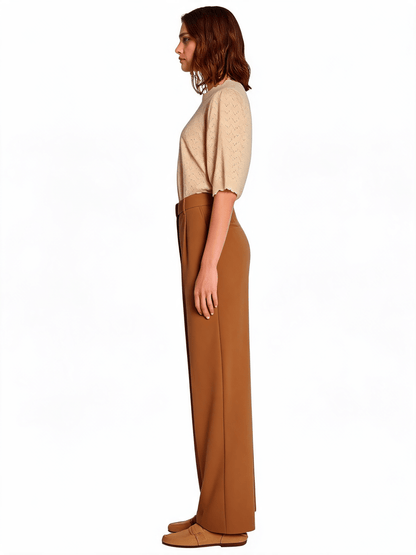 Vila Strickshirt Rundhals 3/4-Arm Strick Top Super Light Natural Melan