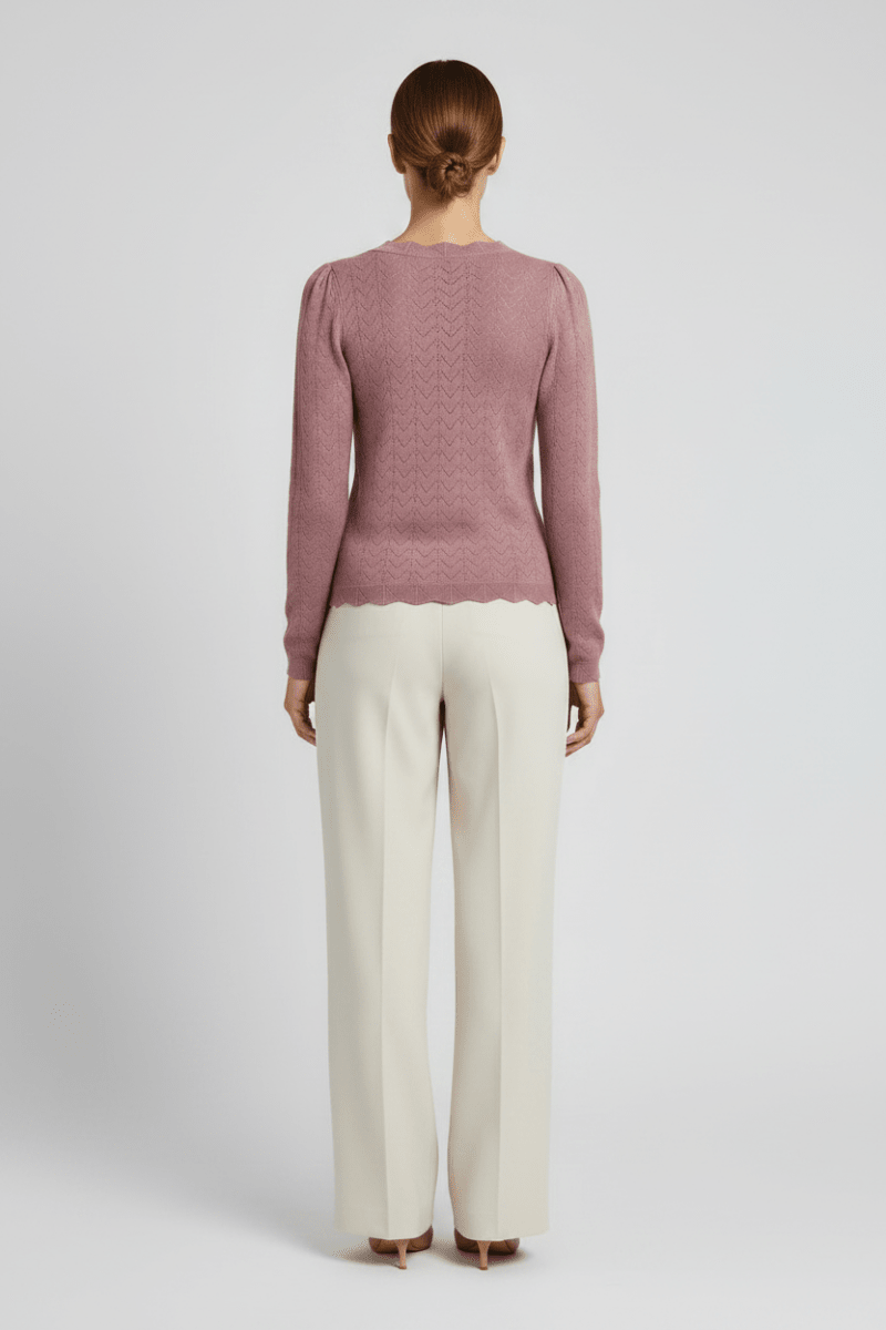 Vila Strickshirt Rundhals Langarm Strick Top Nostalgia Rose