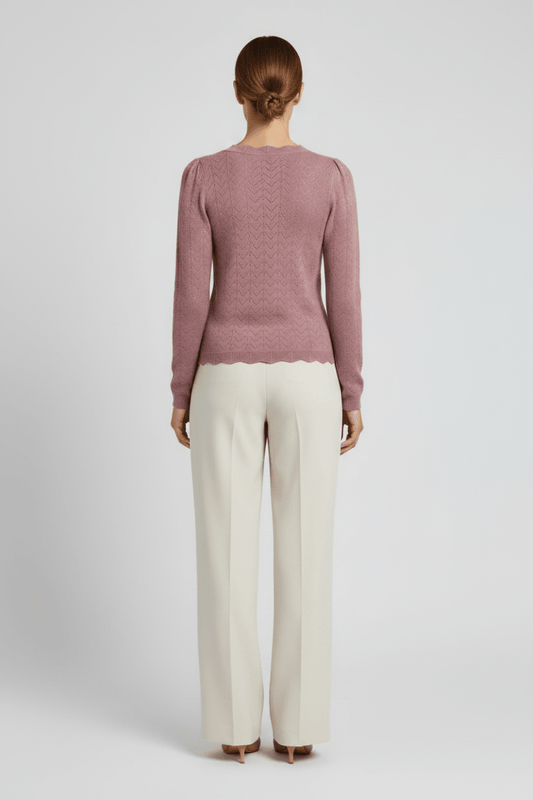 Vila Strickshirt Rundhals Langarm Strick Top Nostalgia Rose