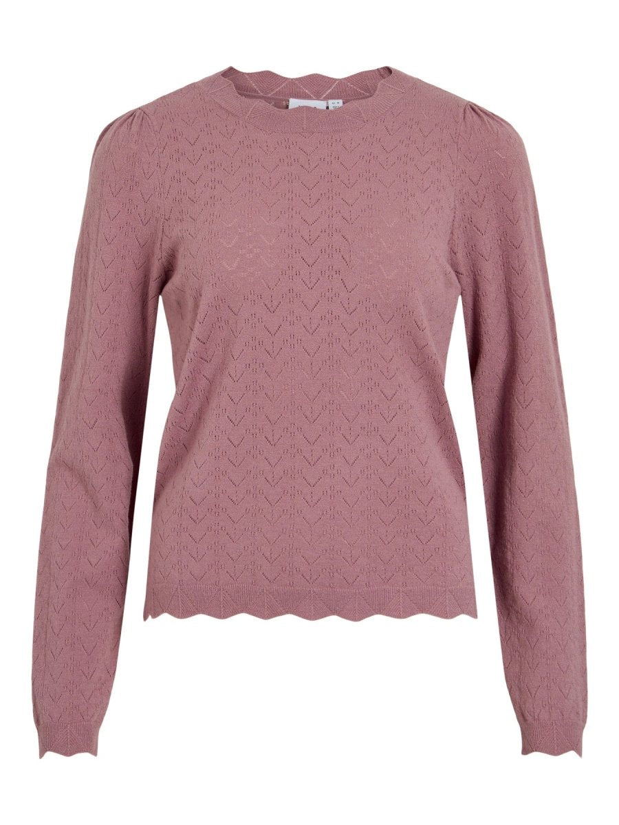 Vila Strickshirt Rundhals Langarm Strick Top Nostalgia Rose