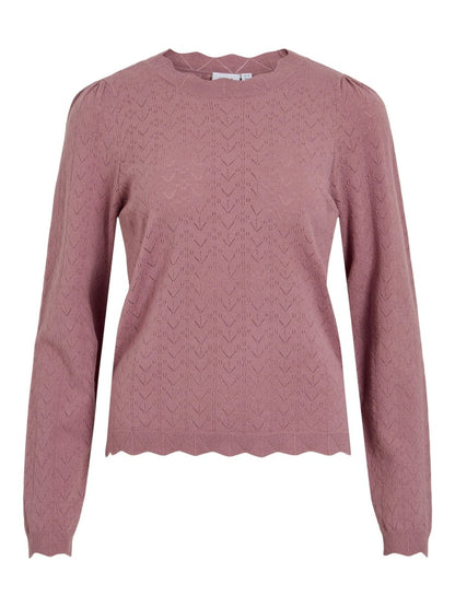 Vila Strickshirt Rundhals Langarm Strick Top Nostalgia Rose