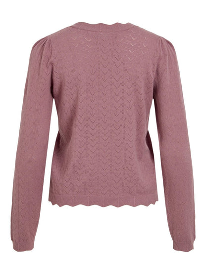 Vila Strickshirt Rundhals Langarm Strick Top Nostalgia Rose