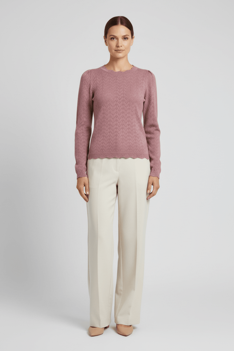 Vila Strickshirt Rundhals Langarm Strick Top Nostalgia Rose