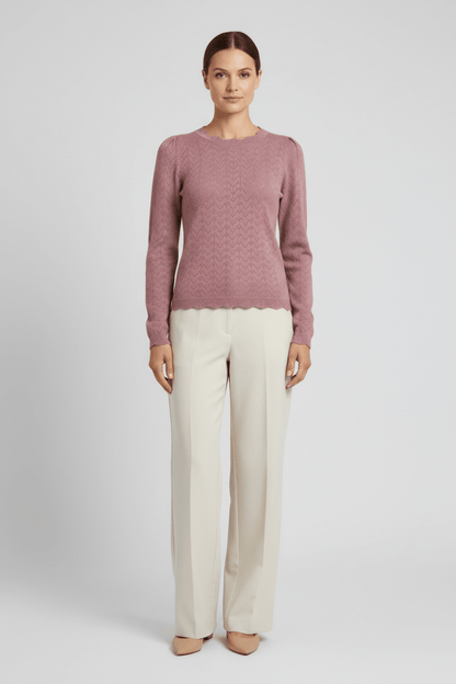 Vila Strickshirt Rundhals Langarm Strick Top Nostalgia Rose