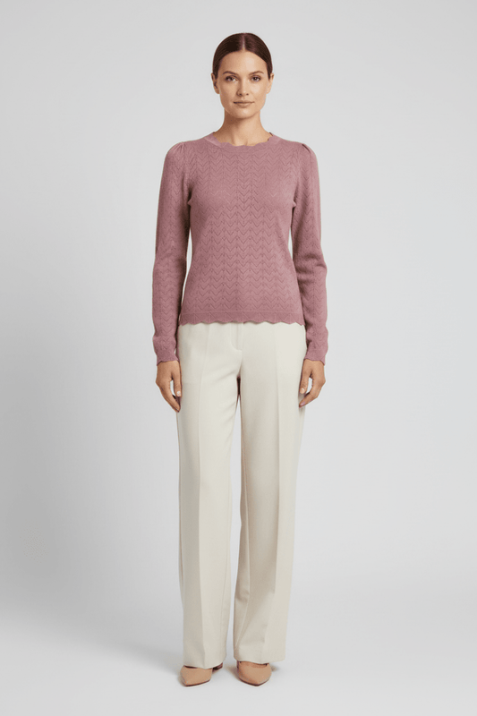 Vila Strickshirt Rundhals Langarm Strick Top Nostalgia Rose